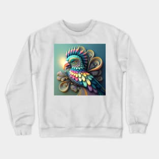 A Fractal Design in A Parrot Motif Crewneck Sweatshirt